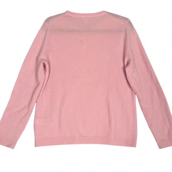 LL Bean Cashmere Sweater Baby Pink Womens Large Pullover Crew Neck Quiet Luxury - Picture 3 of 9